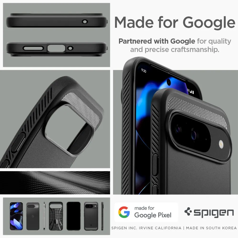 Google Pixel 9 skal svart SPIGEN RUGGED ARMOR
