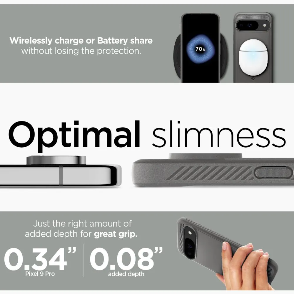 Google Pixel 9 skal grå SPIGEN RUGGED ARMOR