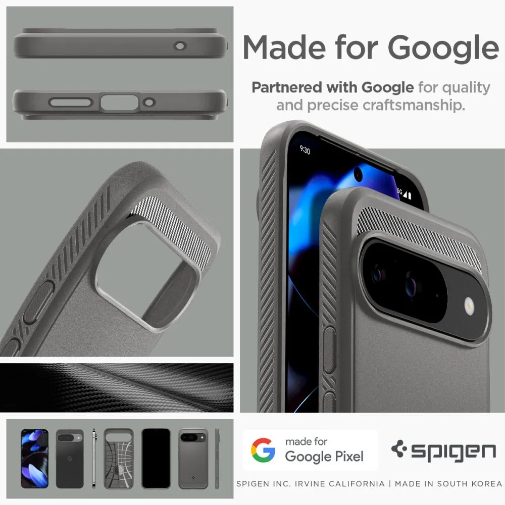 Google Pixel 9 skal grå SPIGEN RUGGED ARMOR