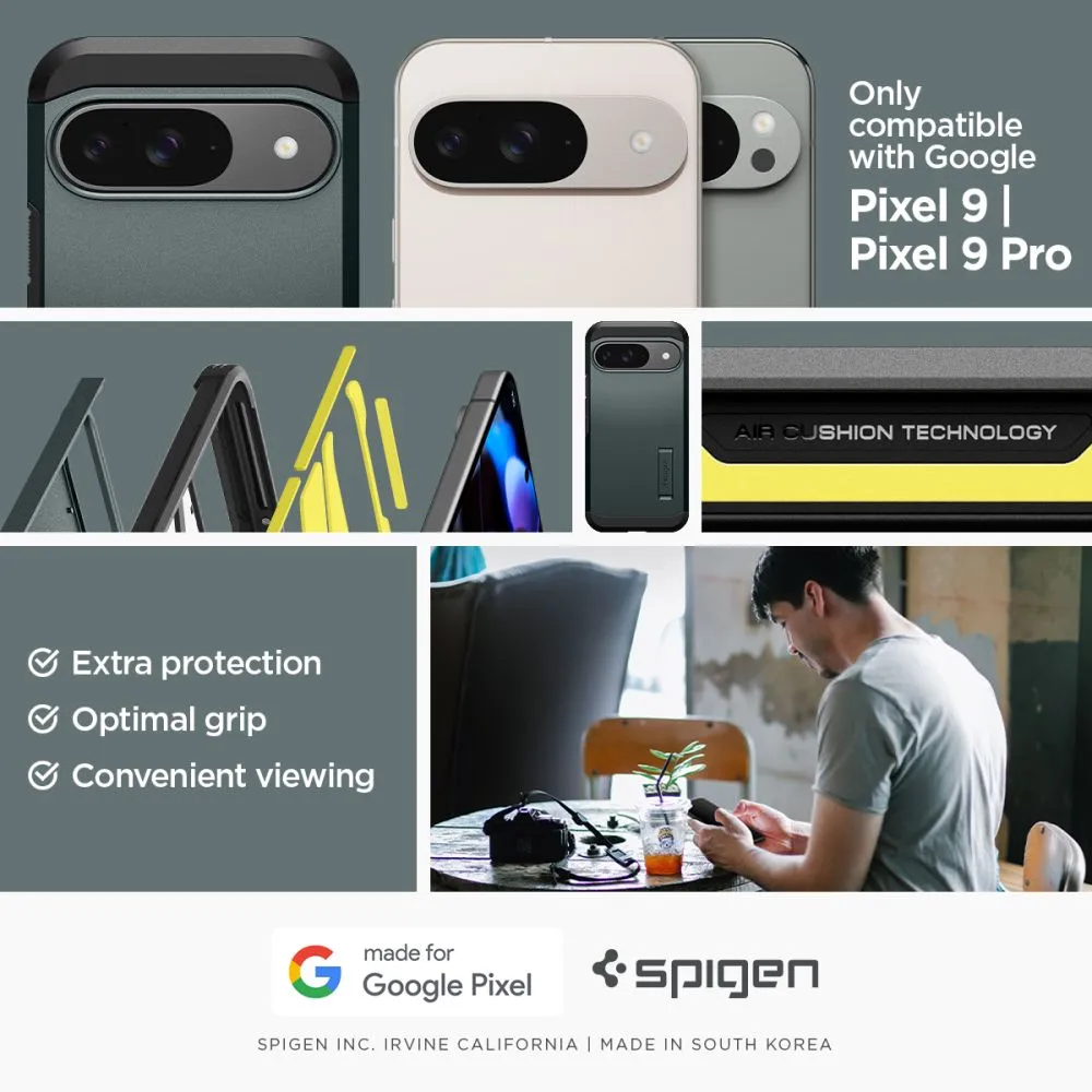 Google Pixel 9 skal grön SPIGEN TOUGH ARMOR