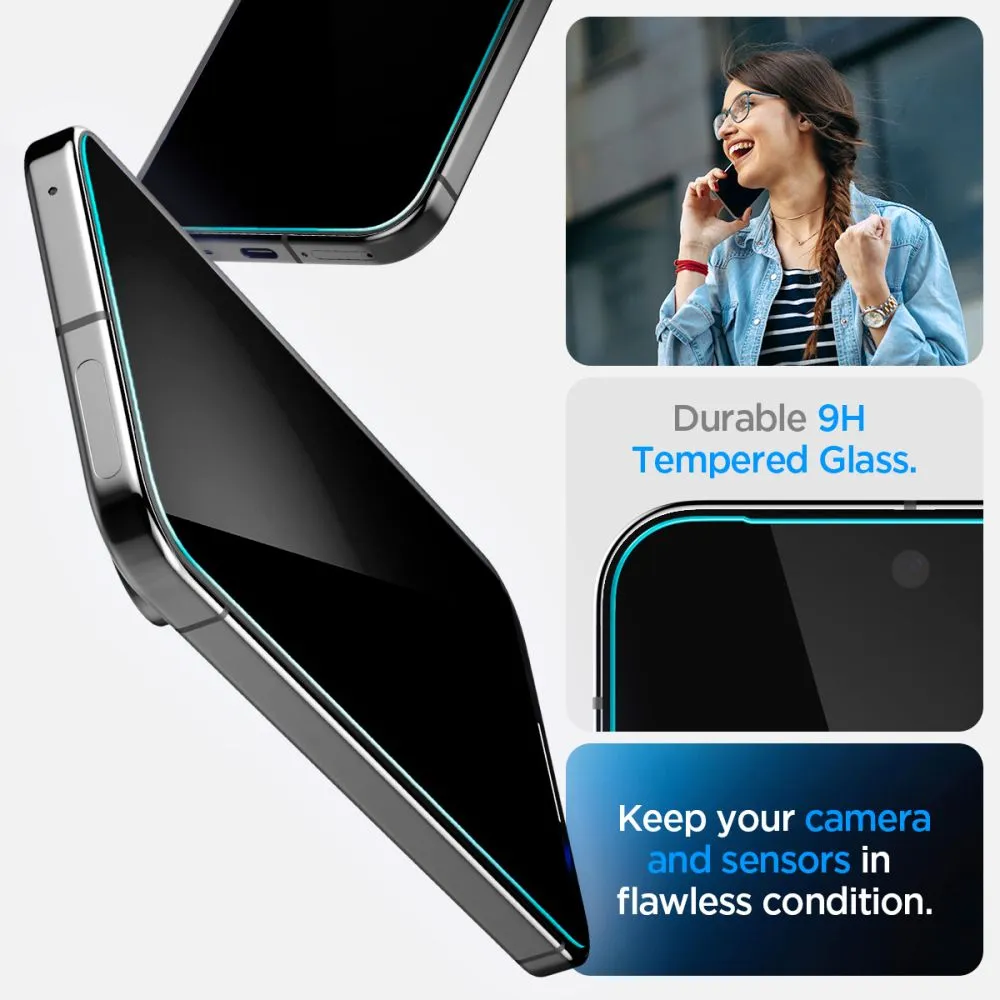 Google Pixel 9 skärmskydd  SPIGEN GLAS.TR ”EZ FIT” PRIVACY 2-PACK