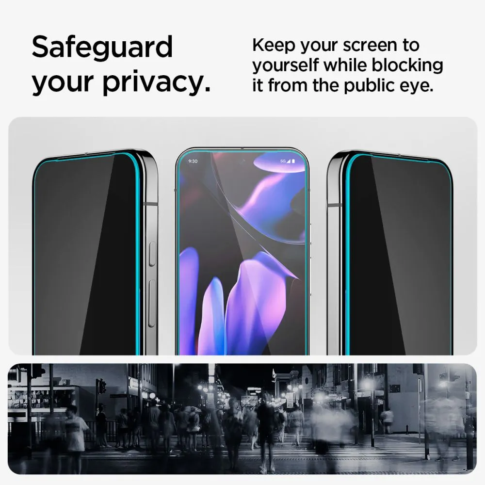 Google Pixel 9 skärmskydd  SPIGEN GLAS.TR ”EZ FIT” PRIVACY 2-PACK