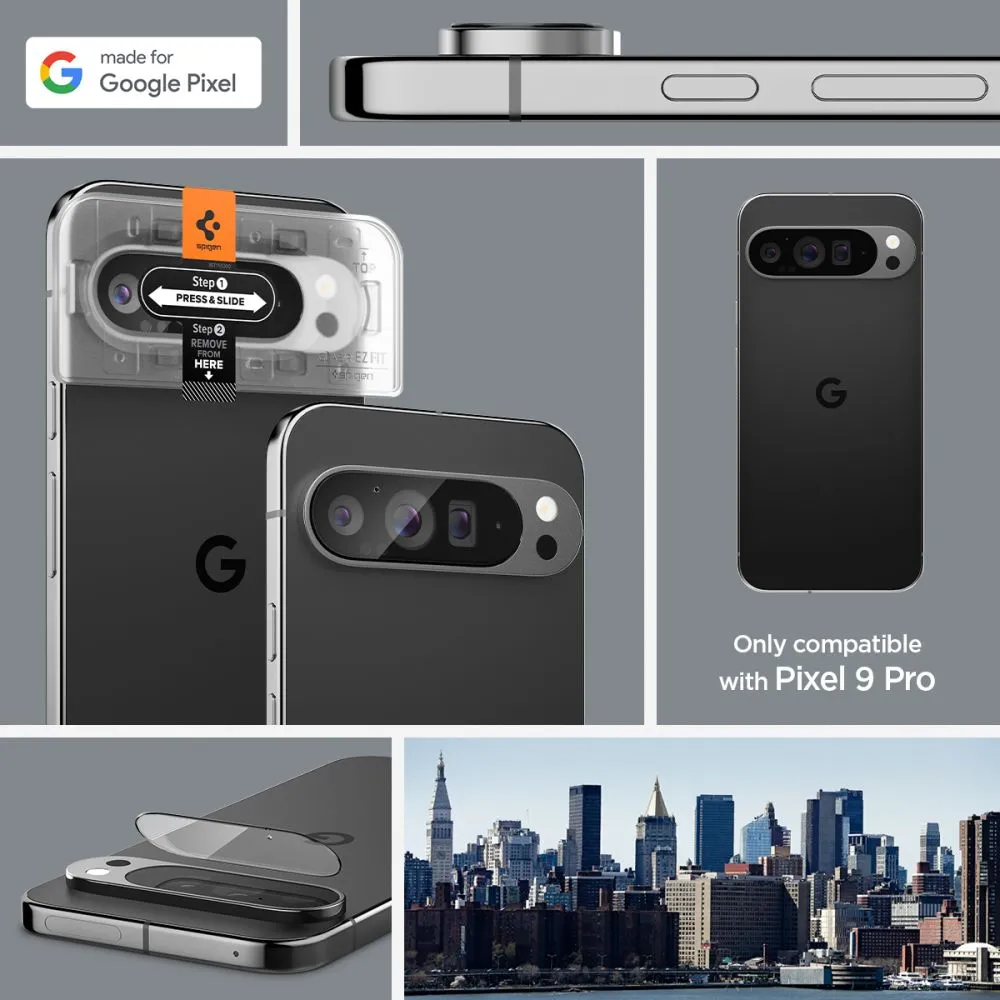 Google Pixel 9 Pro skärmskydd  SPIGEN OPTIK.TR ”EZ FIT” CAMERA PROTECTOR 2-PACK