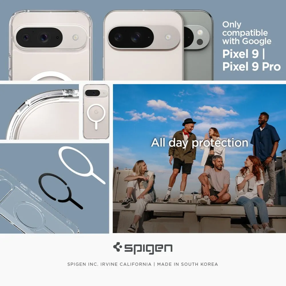 Google Pixel 9 Pro чехол белый SPIGEN ULTRA HYBRID ONETAP RING MAGSAFE