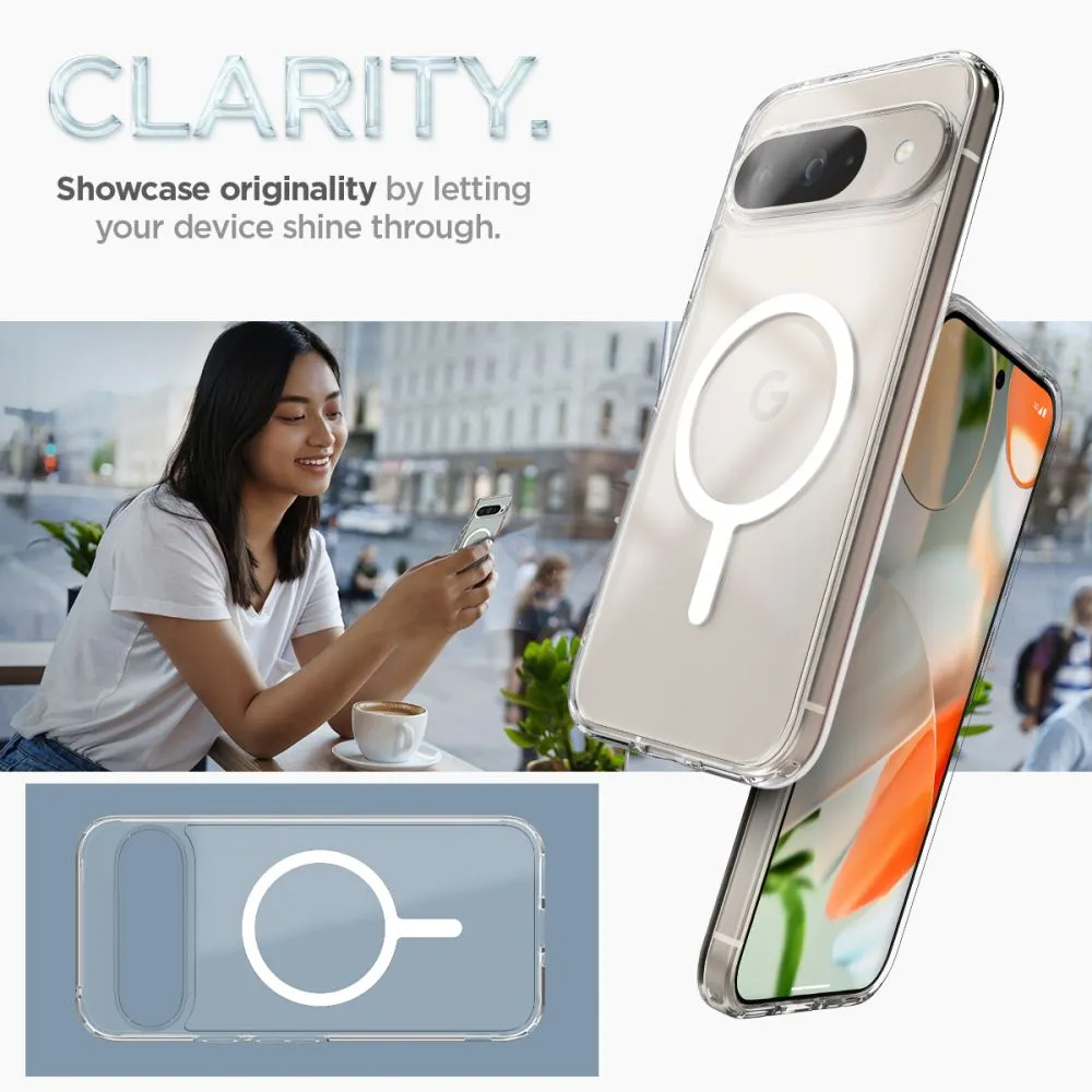 Google Pixel 9 Pro чехол белый SPIGEN ULTRA HYBRID ONETAP RING MAGSAFE