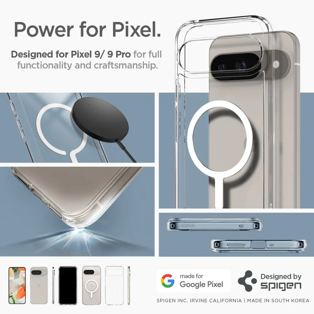 Google Pixel 9 Pro чехол белый SPIGEN ULTRA HYBRID ONETAP RING MAGSAFE