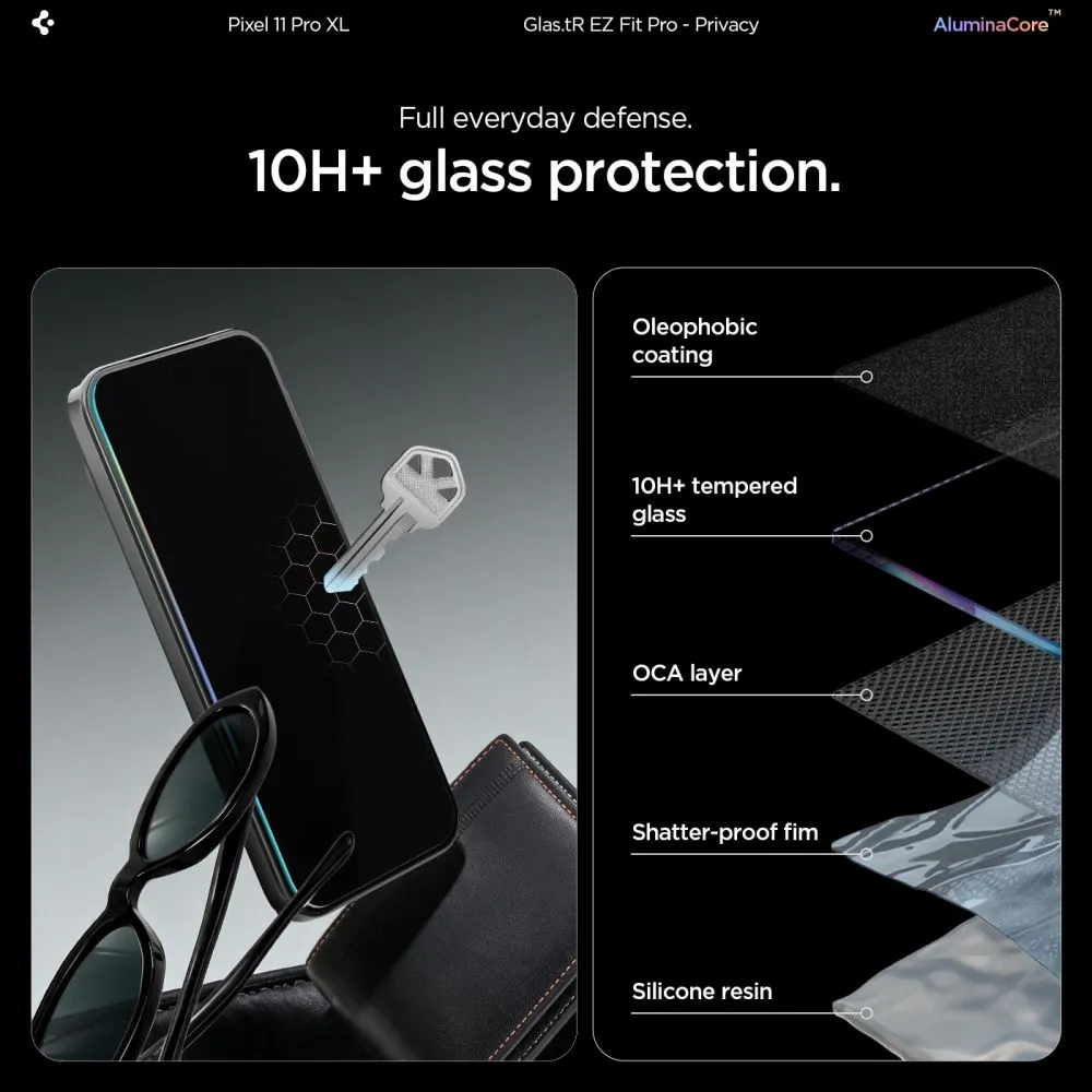 Google Pixel 9 Pro XL Ekrano apsaugos  SPIGEN GLAS.TR EZ FIT PRO AC PRIVACY 2-PACK