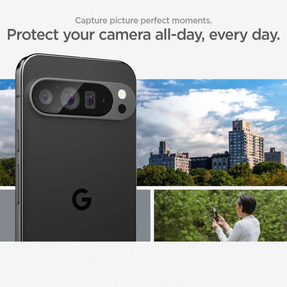 Google Pixel 9 Pro XL skärmskydd  SPIGEN OPTIK.TR ”EZ FIT” CAMERA PROTECTOR 2-PACK