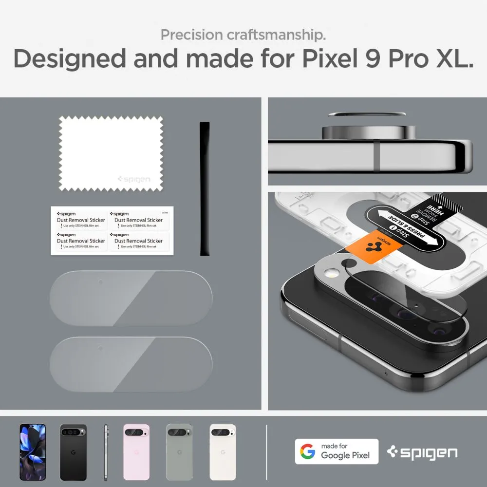 Google Pixel 9 Pro XL skärmskydd  SPIGEN OPTIK.TR ”EZ FIT” CAMERA PROTECTOR 2-PACK