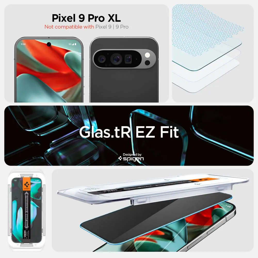 Google Pixel 9 Pro XL skärmskydd  SPIGEN GLAS.TR ”EZ FIT” PRIVACY 2-PACK