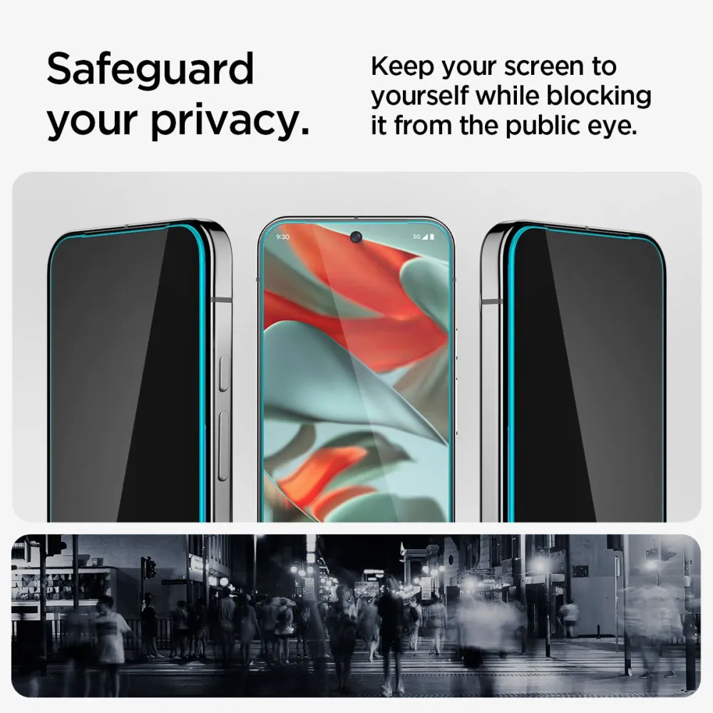Google Pixel 9 Pro XL skärmskydd  SPIGEN GLAS.TR ”EZ FIT” PRIVACY 2-PACK