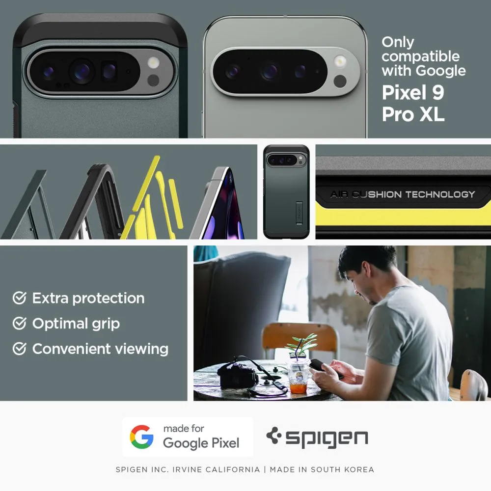 Google Pixel 9 Pro XL case green SPIGEN TOUGH ARMOR