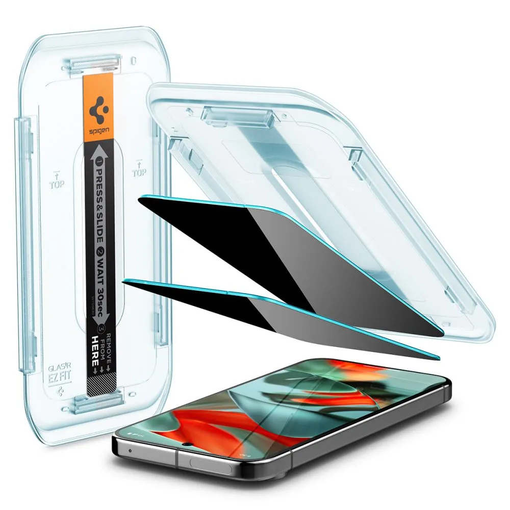 Google Pixel 9 Pro XL skärmskydd SPIGEN GLAS.TR ”EZ FIT” PRIVACY 2-PACK