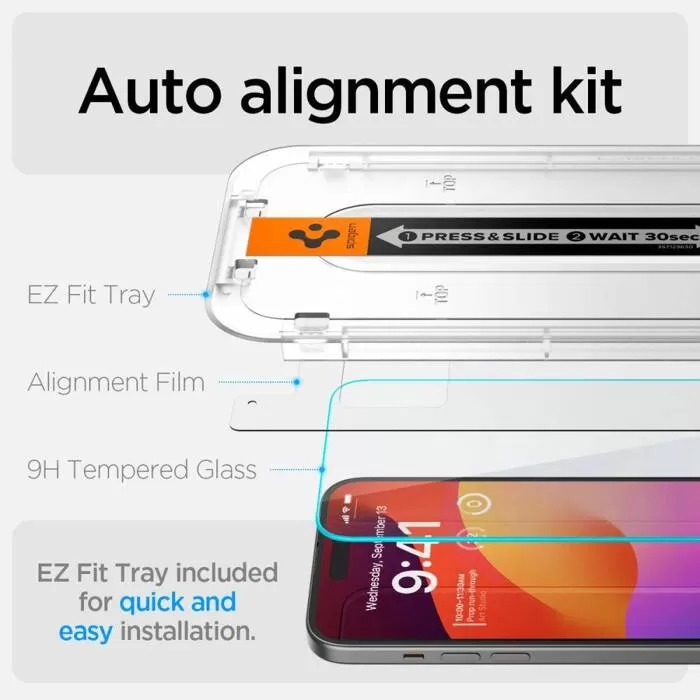 Apple iPhone 16 kaitseklaas  SPIGEN GLAS.TR ”EZ FIT” 2-PACK