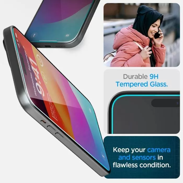 Apple iPhone 16 kaitseklaas  SPIGEN GLAS.TR ”EZ FIT” 2-PACK