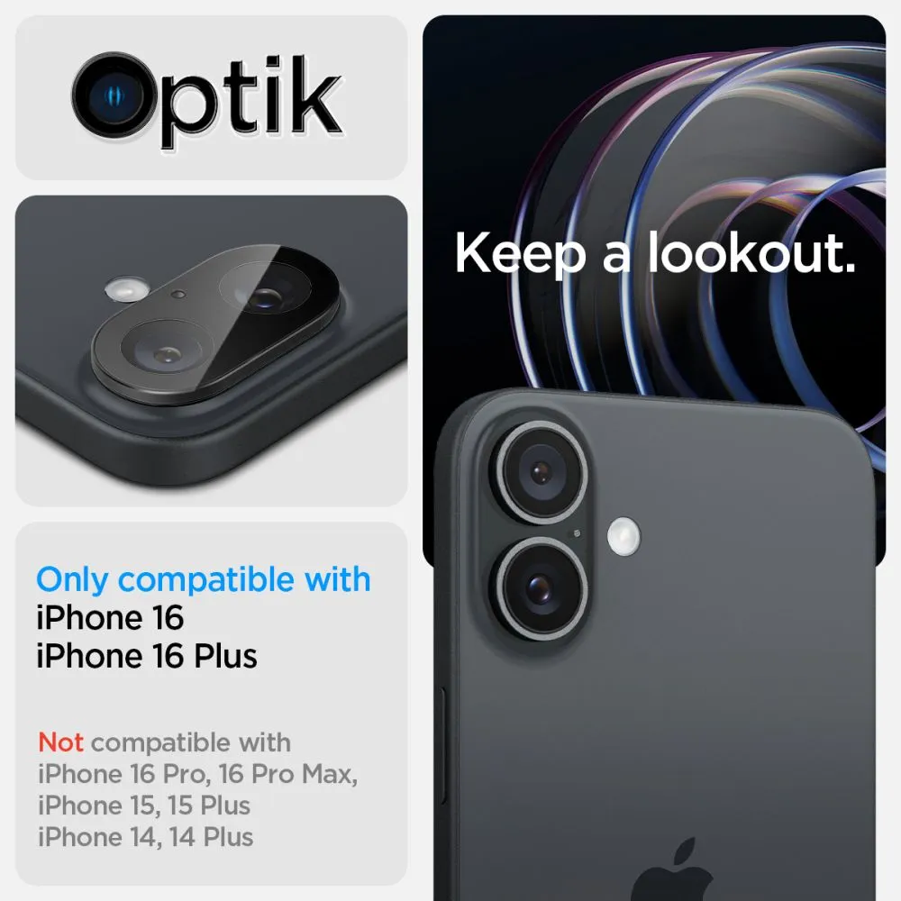 Apple iPhone 16 защитное стекло  SPIGEN OPTIK GLAS.TR CAMERA PROTECTOR 2-PACK
