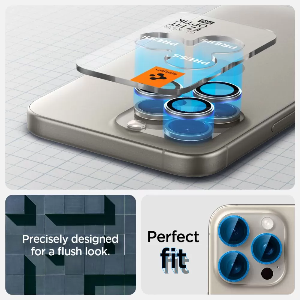 Apple iPhone 16 Pro apsauginis stiklas  SPIGEN OPTIK.TR ”EZ FIT” CAMERA PROTECTOR 2-PACK