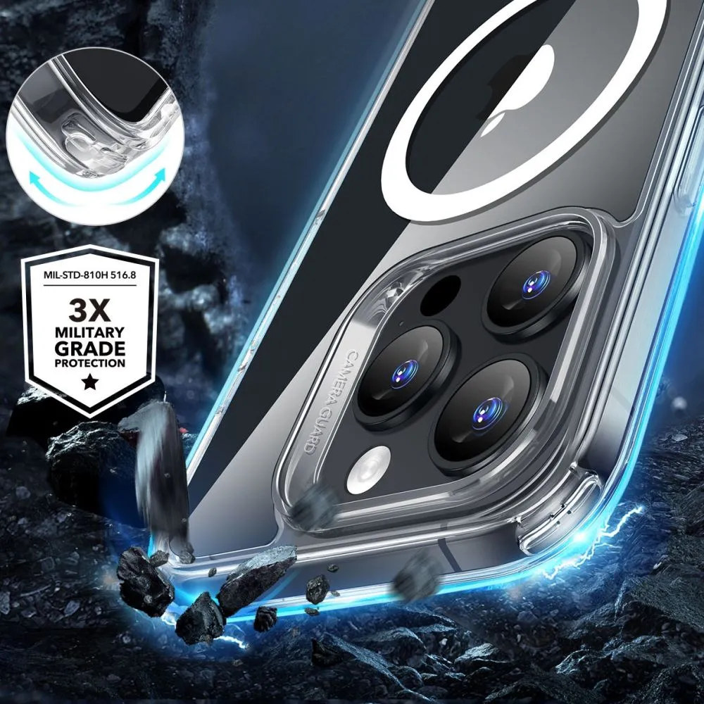 Apple iPhone 16 Pro dėklas skaidrus ESR CLASSIC HYBRID HALOLOCK MAGSAFE & TEMPERED GLASS