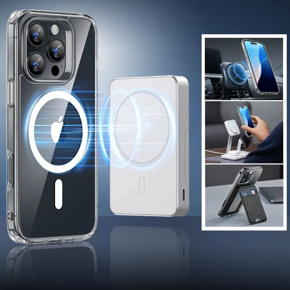 Apple iPhone 16 Pro dėklas skaidrus ESR CLASSIC HYBRID HALOLOCK MAGSAFE & TEMPERED GLASS