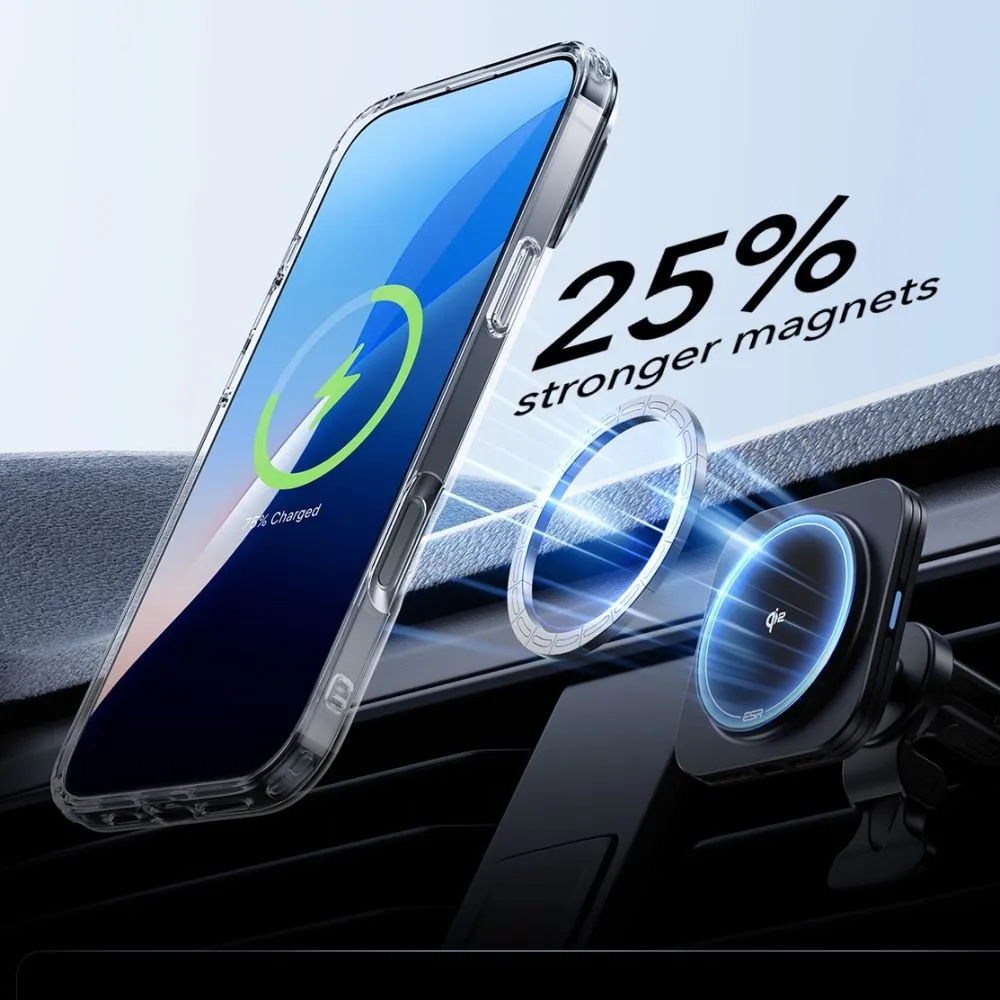 Apple iPhone 16 Pro dėklas skaidrus ESR CLASSIC HYBRID KICKSTAND HALOLOCK MAGSAFE & TEMPERED GLASS