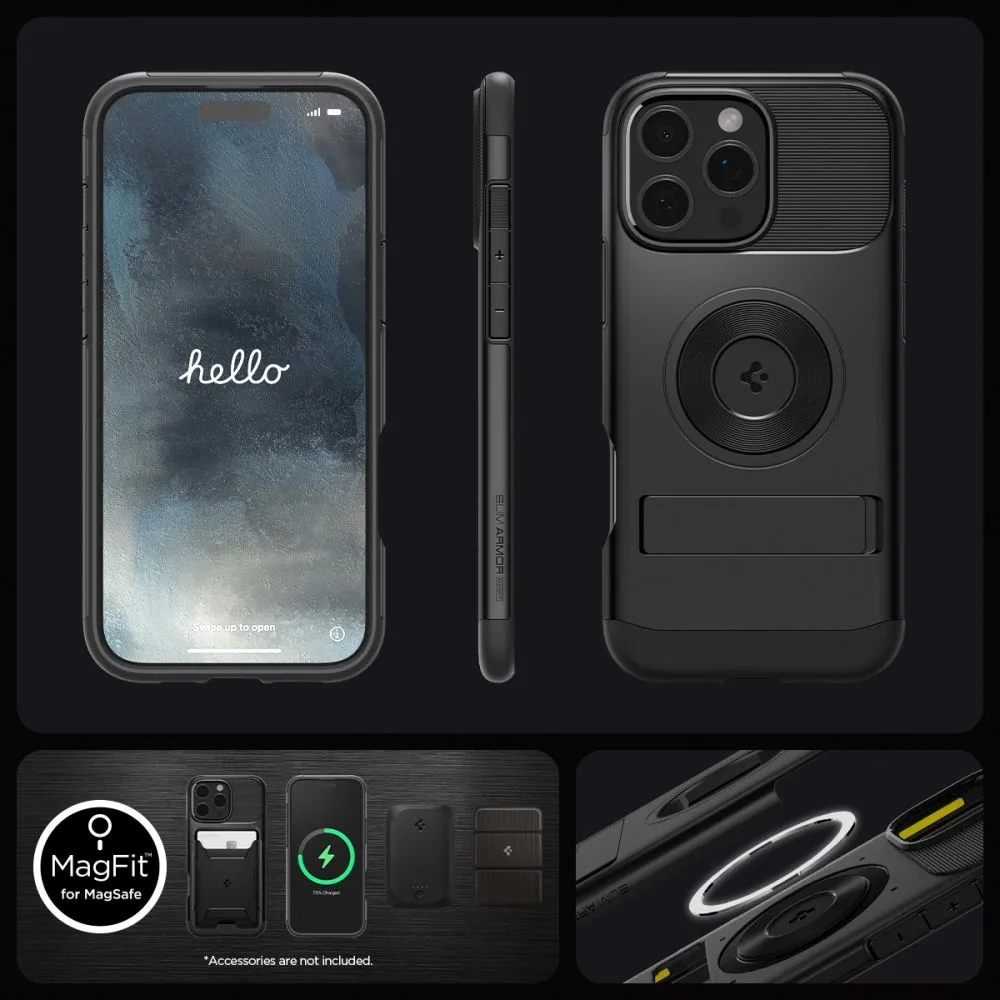 Apple iPhone 16 Pro dėklas Juoda SPIGEN SLIM ARMOR MAG MAGSAFE