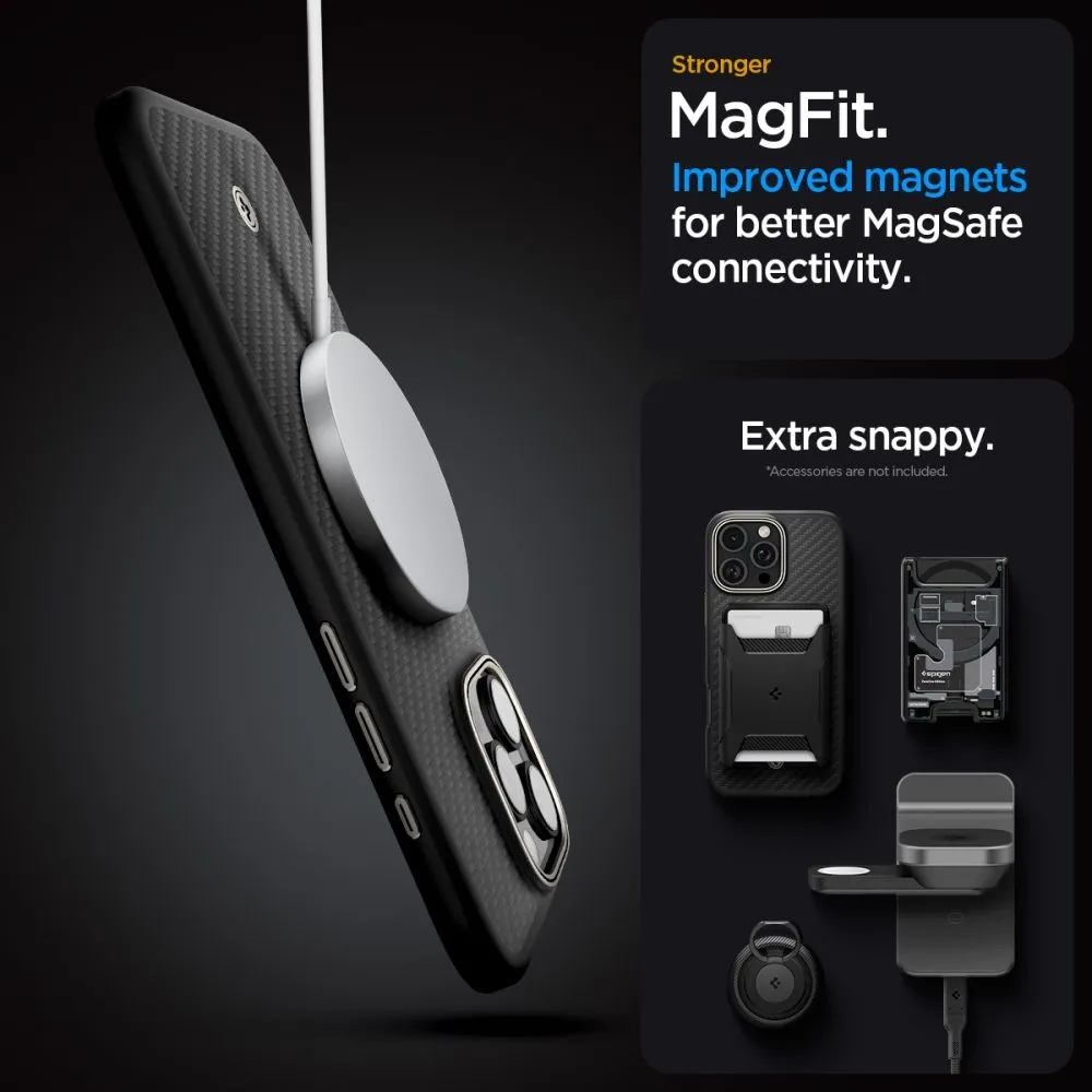 Apple iPhone 16 Pro dėklas Juoda SPIGEN ENZO ARAMID MAG MAGSAFE