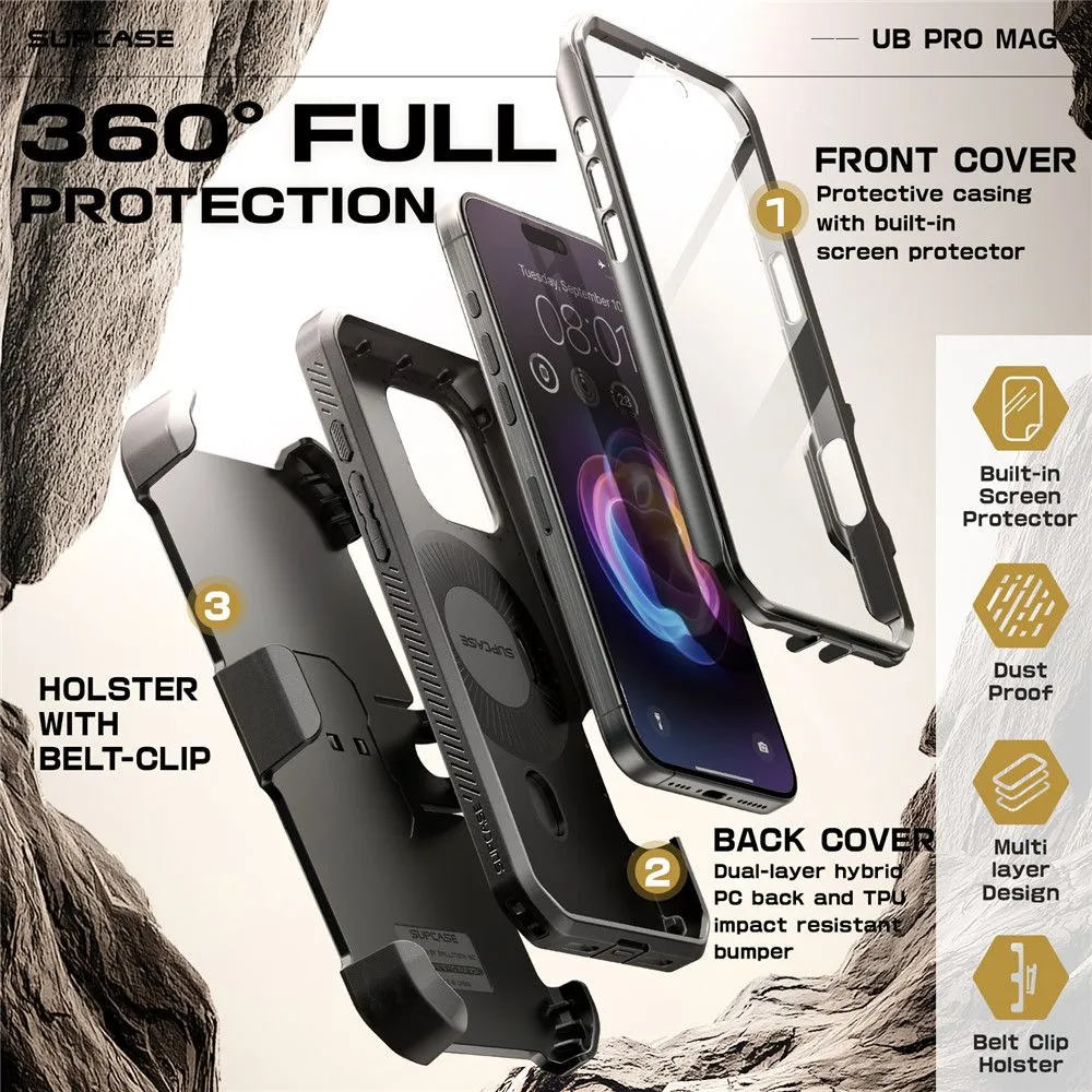 Apple iPhone 16 Pro dėklas Juoda SUPCASE UB PRO MAG MAGSAFE