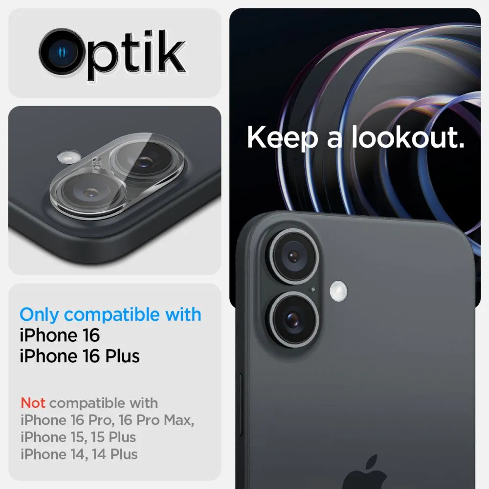 Apple iPhone 16 Plus apsauginis stiklas  SPIGEN OPTIK GLAS.TR CAMERA PROTECTOR 2-PACK