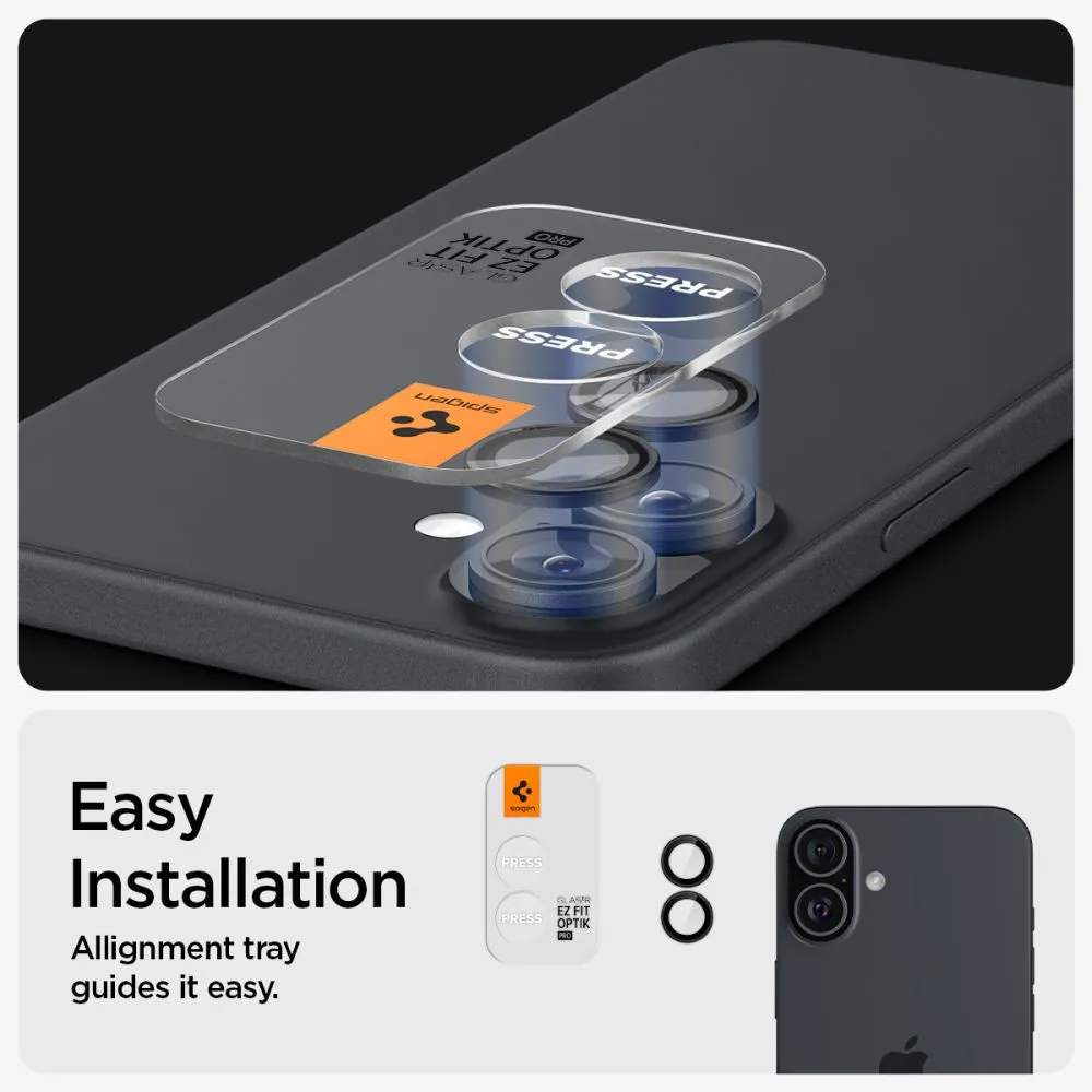 Apple iPhone 16 Plus skärmskydd  SPIGEN OPTIK PRO GLAS.TR ”EZ FIT” CAMERA PROTECTOR 2-PACK