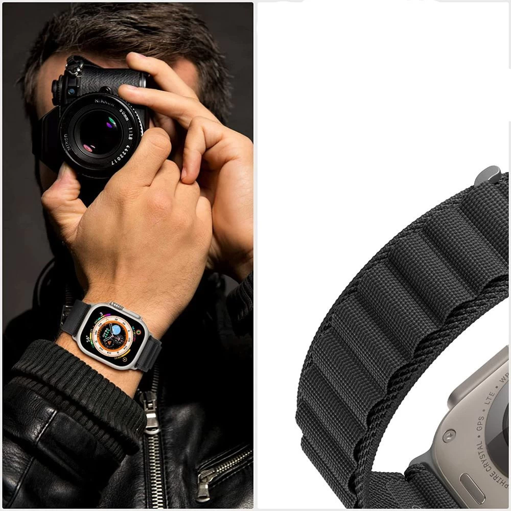 Apple Watch 10 / 11 Viedpulksteņu siksniņas melns TECH-PROTECT NYLON PRO (46 MM)