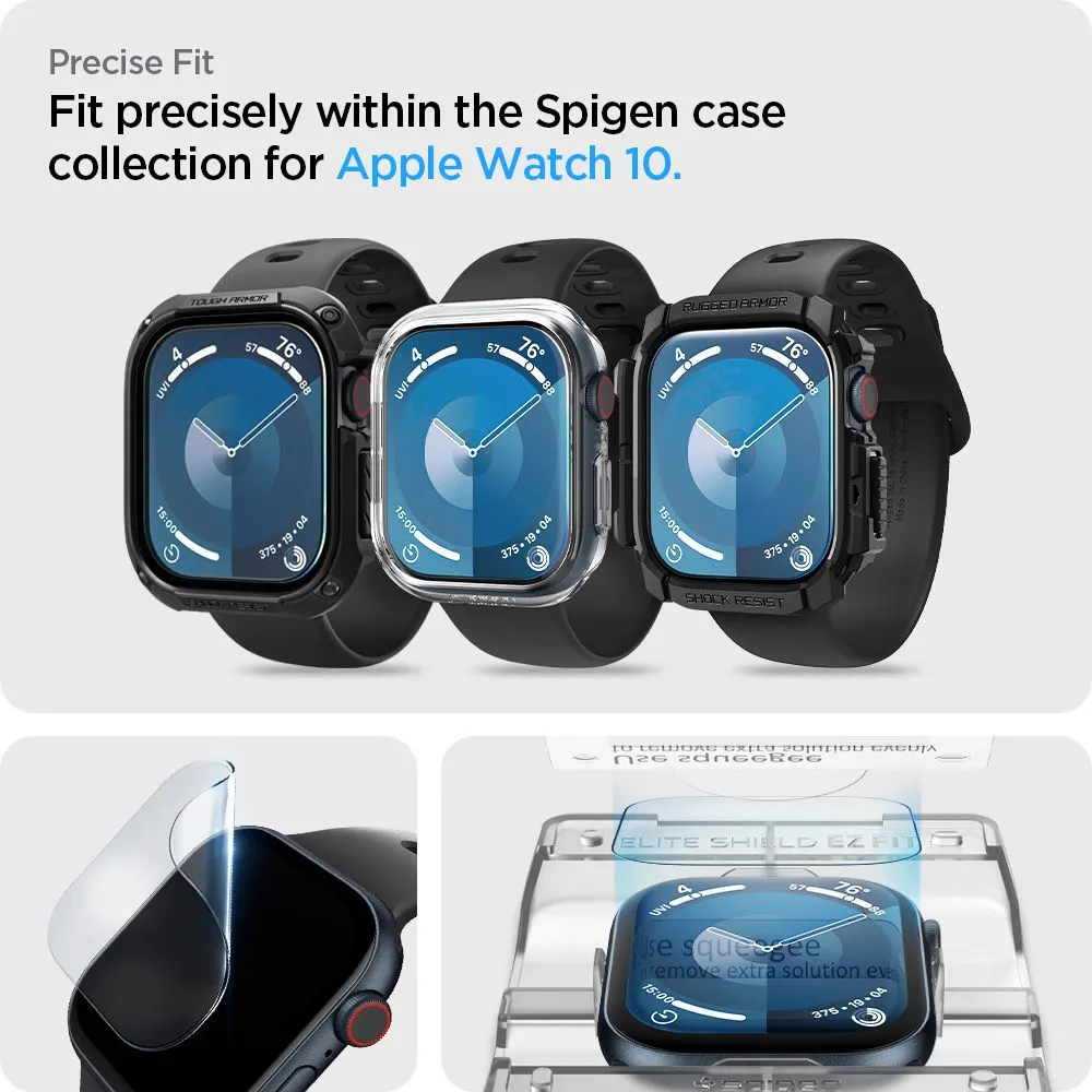 Apple Watch 10 apsauginis stiklas  SPIGEN ELITE SHIELD ”EZ FIT” 2-PACK (46 MM)