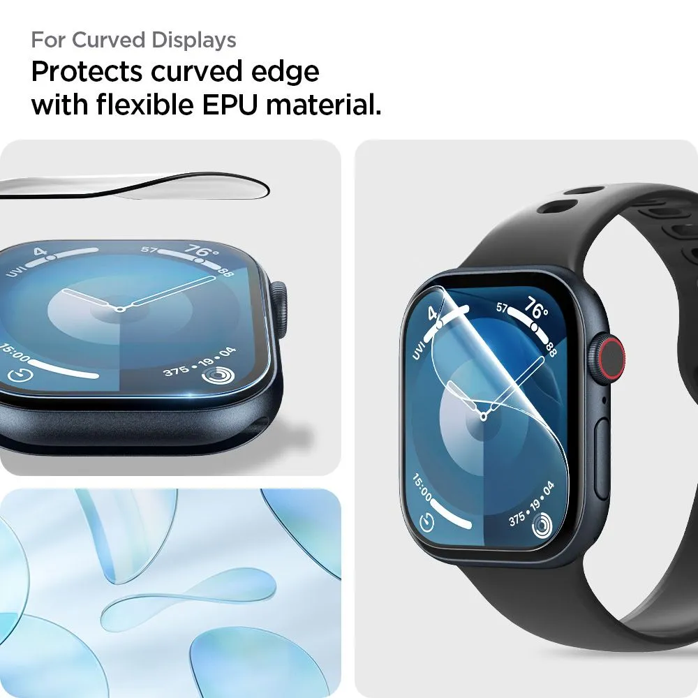 Apple Watch 10 apsauginis stiklas  SPIGEN ELITE SHIELD ”EZ FIT” 2-PACK (46 MM)