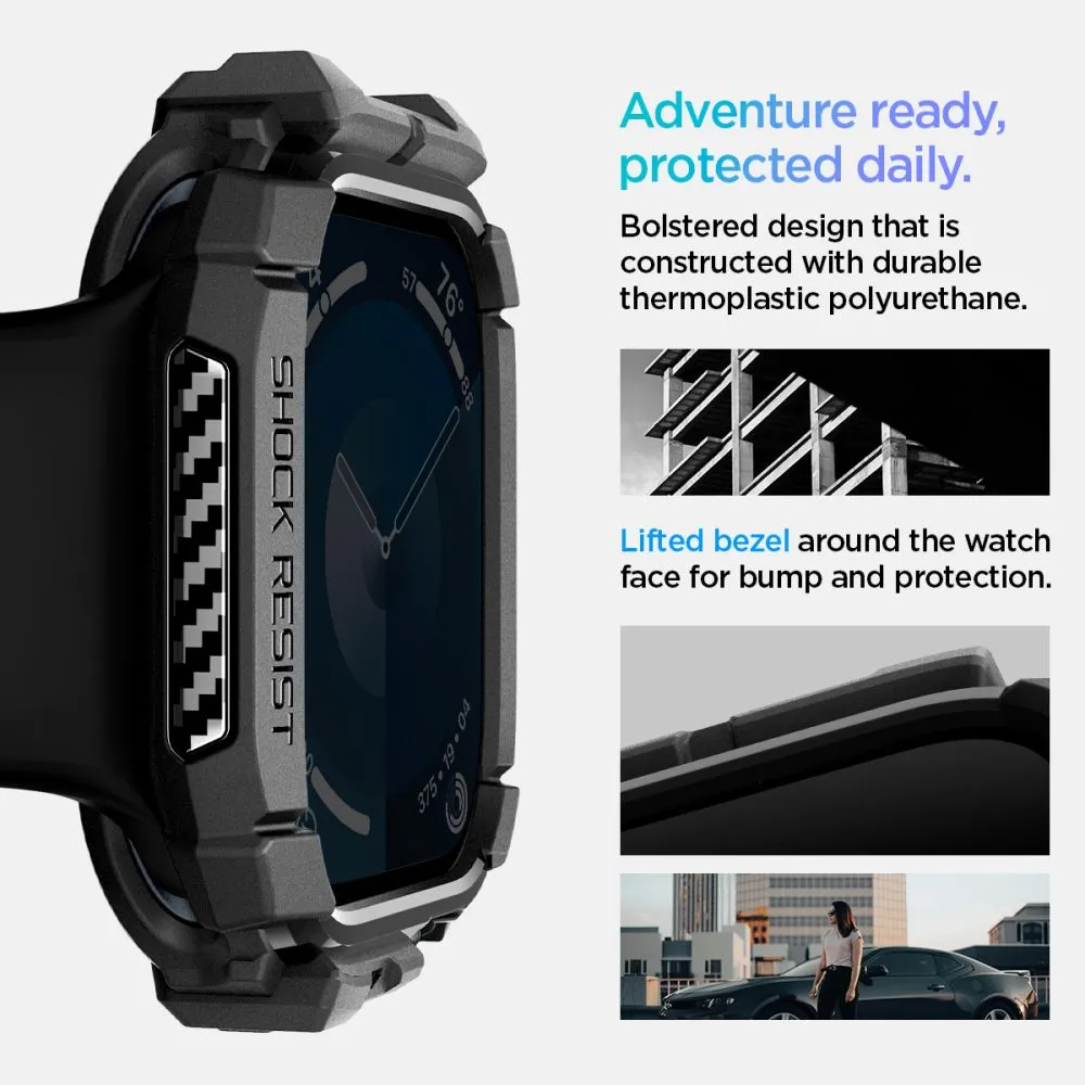 Apple Watch 10 dėklas Juoda SPIGEN RUGGED ARMOR (42 MM)