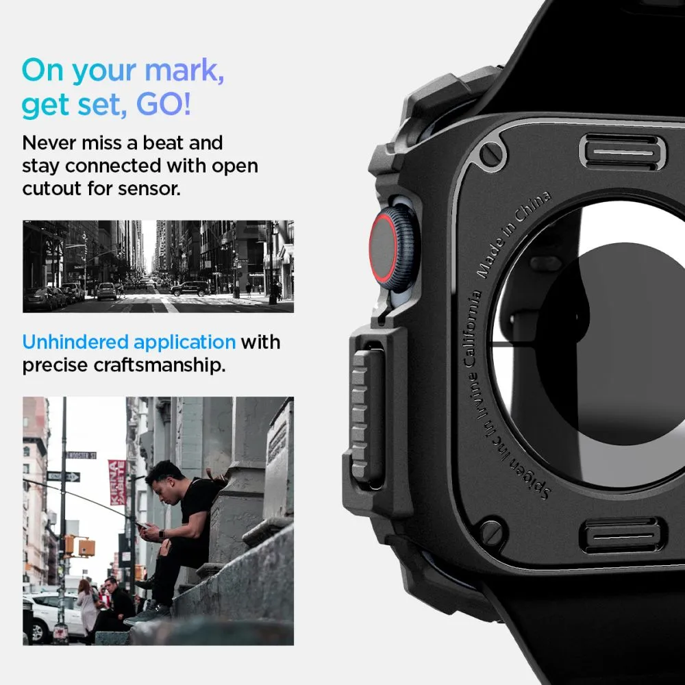 Apple Watch 10 dėklas Juoda SPIGEN RUGGED ARMOR (42 MM)