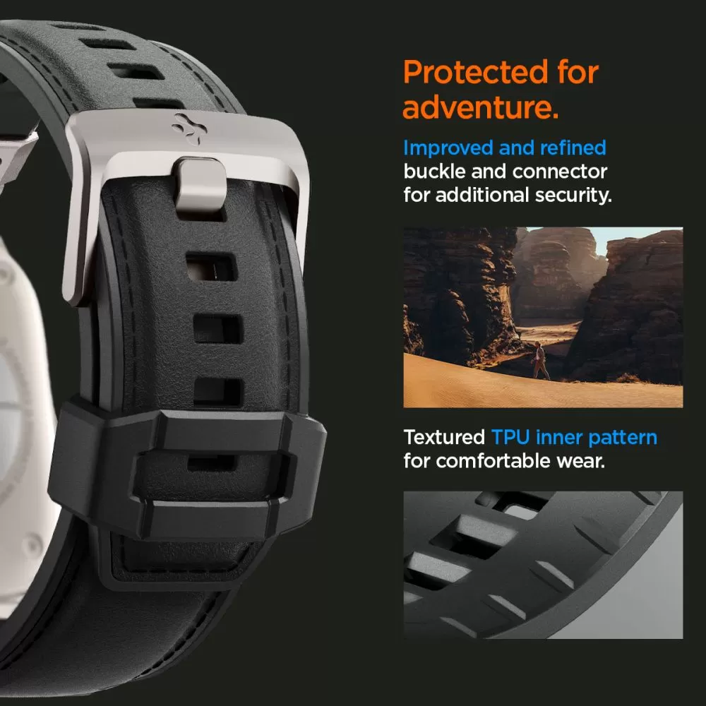 Apple Watch 10 dirželis Juoda SPIGEN DURAPRO ARMOR PU (46 MM)