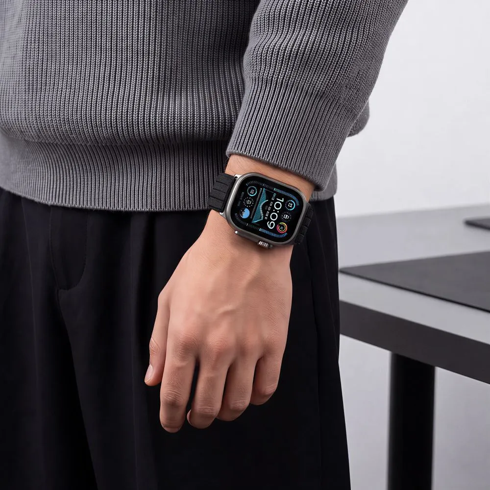 Apple Watch 10 / 11 Nutikellade rihmad must TECH-PROTECT NYLON SPORT (44/45/46/49 MM)