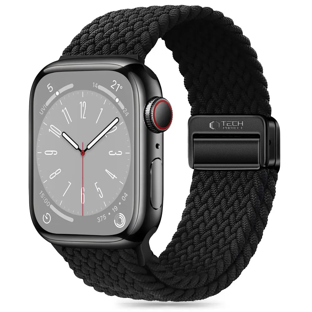 Apple Watch 10 / 11 Älykellon rannekkeet musta TECH-PROTECT NYLONMAG (42 MM)