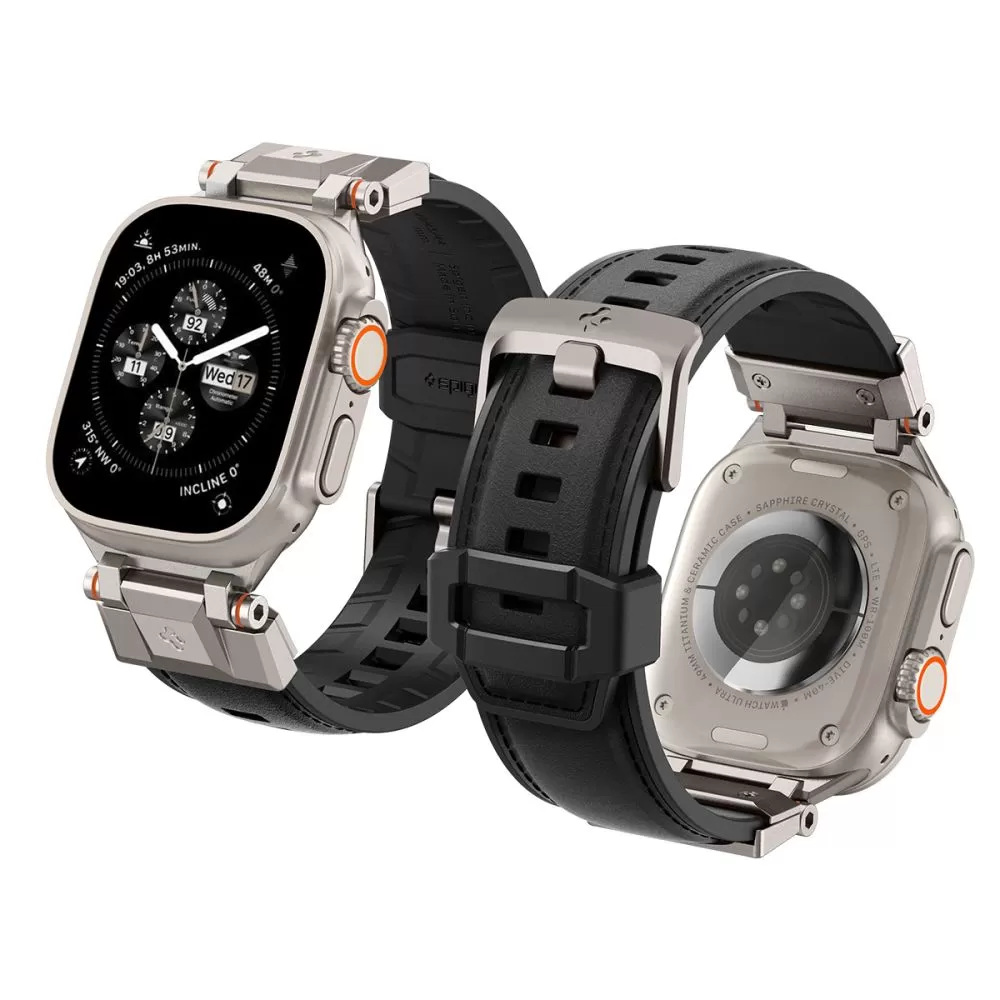 Apple Watch 10 dirželis Juoda SPIGEN DURAPRO ARMOR PU (46 MM)