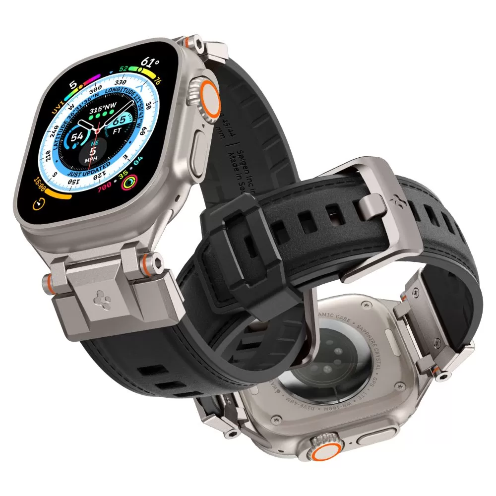 Apple Watch 10 dirželis Juoda SPIGEN DURAPRO ARMOR PU (46 MM)