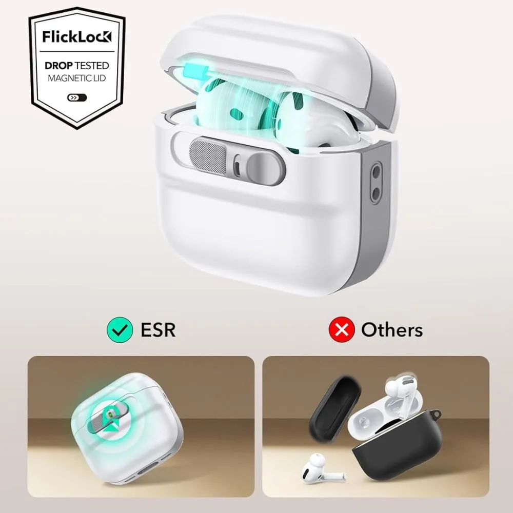 Apple AirPods 4 чехол белый ESR PULSE HALOLOCK MAGSAFE