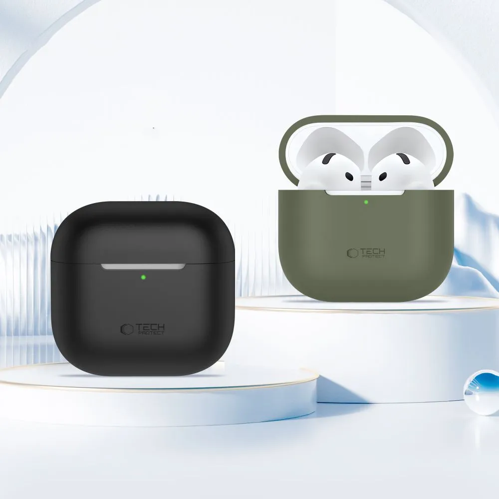 Apple AirPods 4 phone case green TECH-PROTECT SILICONE