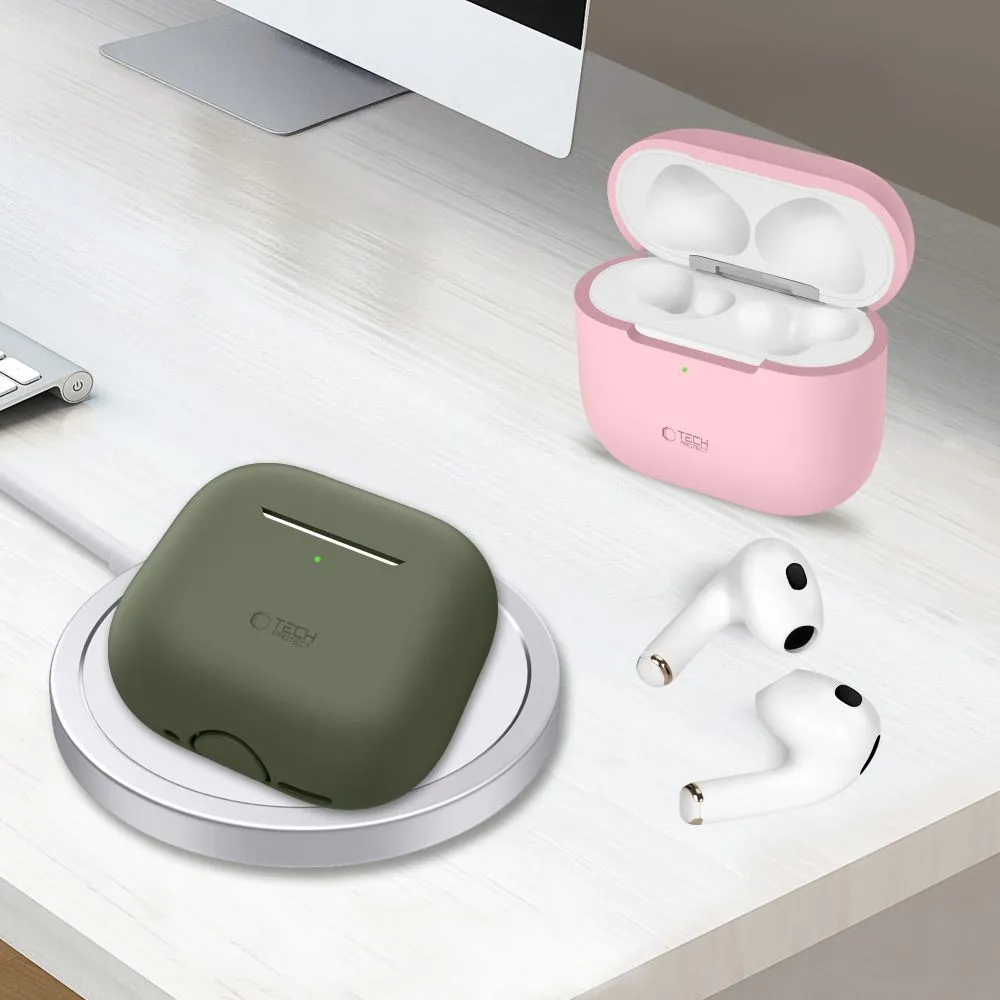 Apple AirPods 4 phone case green TECH-PROTECT SILICONE
