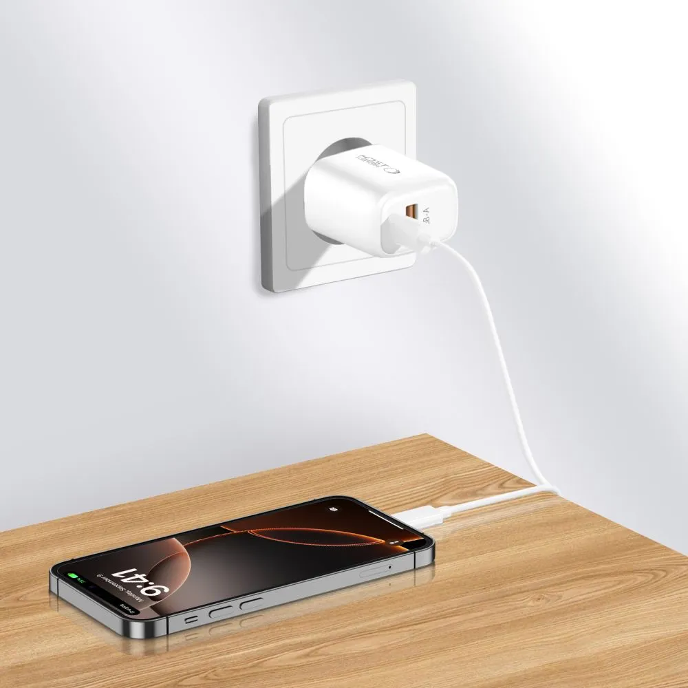 Puhelintarvikkeet Liitäntäkaapelit TECH-PROTECT NCA30 2-PORT NETWORK CHARGER PD 30W / QC3.0 + TYPE-C CABLE 