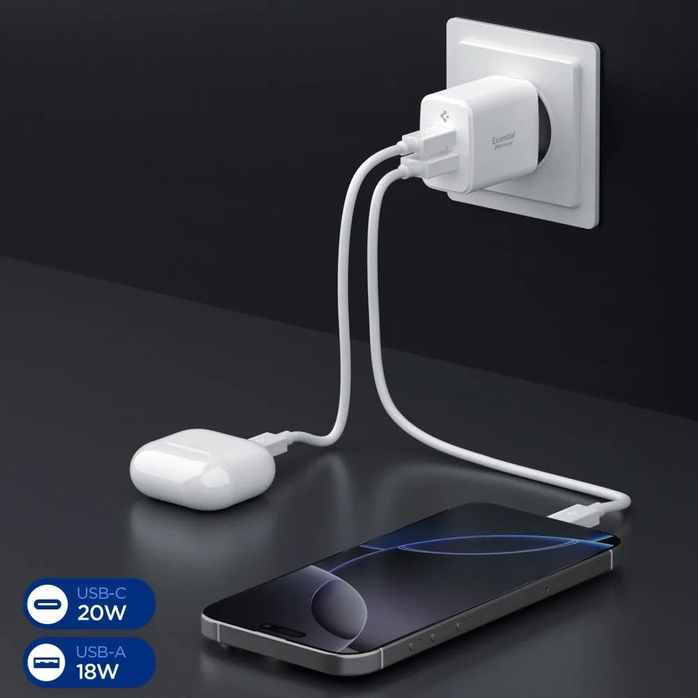 Aксессуары Кабель передачи данных SPIGEN ESSENTIAL EE202EU 2-PORT NETWORK CHARGER 20W 