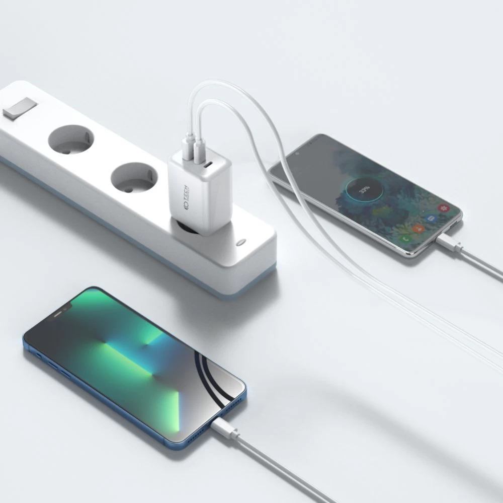 Aксессуары Кабель передачи данных TECH-PROTECT C65W 3-PORT NETWORK CHARGER PD65W/QC3.0  белый
