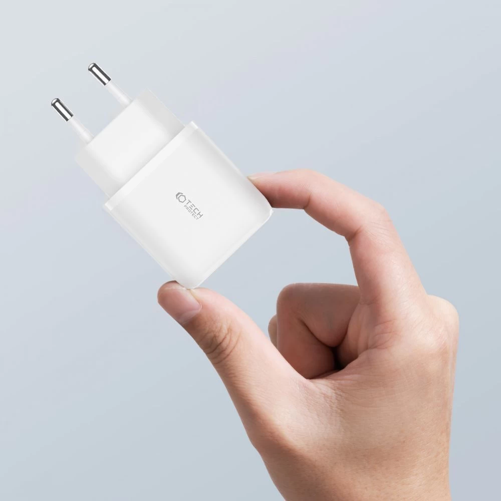 Aксессуары Кабель передачи данных TECH-PROTECT C20W 2-PORT Network Charger PD20W/QC3.0 + Type-C Cable  белый