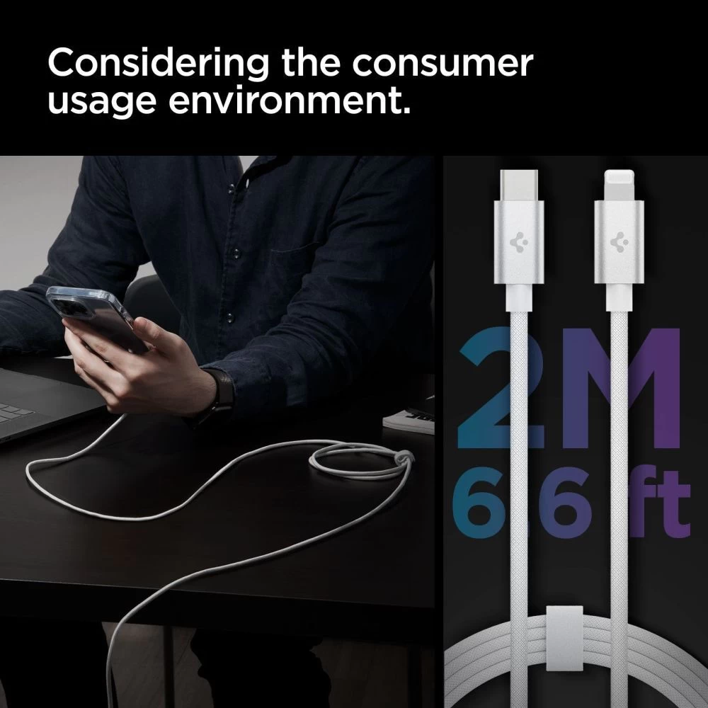 Aксессуары Кабель передачи данных SPIGEN PB2200 ARCWIRE LIGHTNING CABLE 200CM  белый