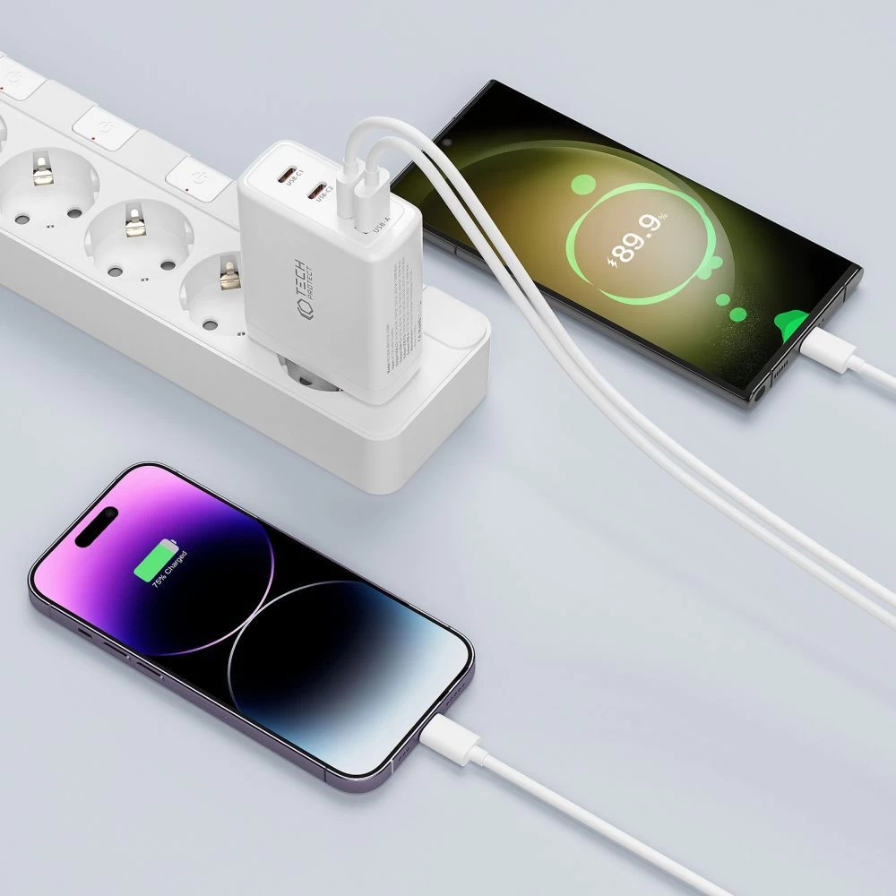 Aксессуары Кабель передачи данных TECH-PROTECT NC100W-GAN 4-PORT NETWORK CHARGER PD100W/QC3.0  белый