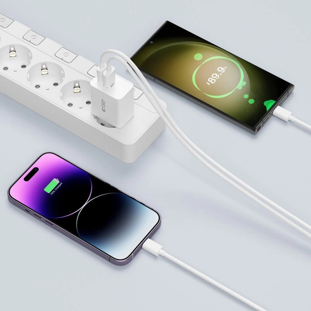 Aксессуары Кабель передачи данных TECH-PROTECT C35W 2-PORT NETWORK CHARGER PD35W + TYPE-C CABLE  белый