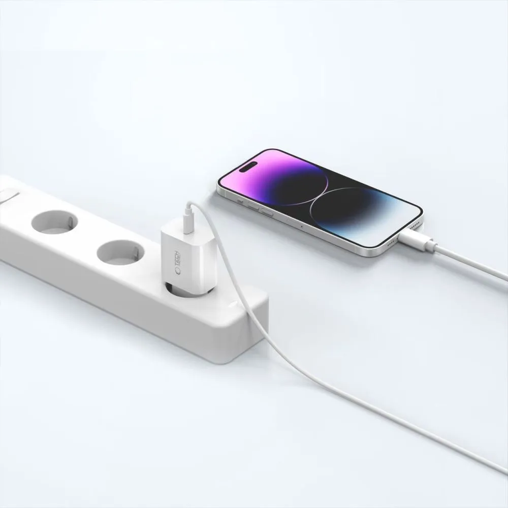 Accessories Data cables TECH-PROTECT NC20W 1-PORT NETWORK CHARGER PD20W + LIGHTNING CABLE  white
